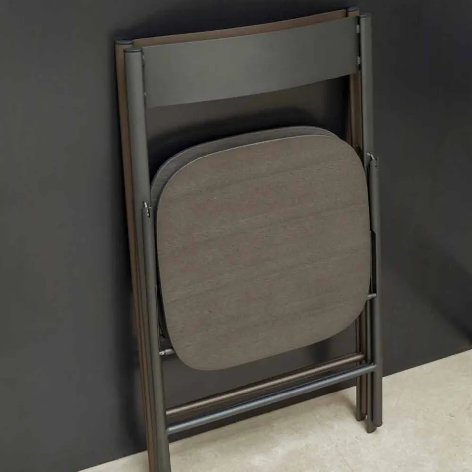 Skládací židle z kovu a dubového dřeva 2 kusy vyrobené v Itálii - Roberta Viadurini