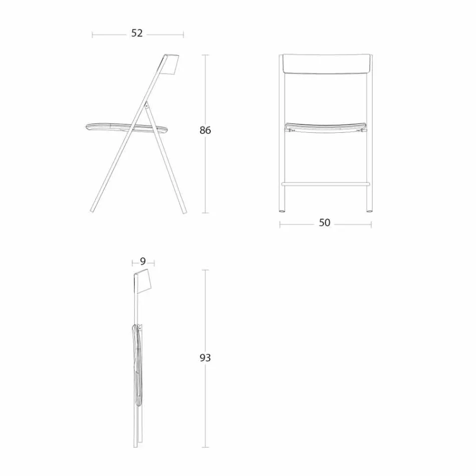 Skládací židle z kovu a dubového dřeva 2 kusy vyrobené v Itálii - Roberta Viadurini