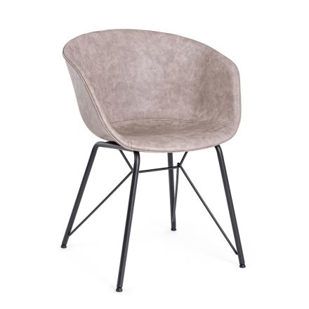Židle Křeslo v bílé nebo černé oceli a vintage ekokůži - Gongo Viadurini