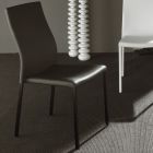Moderní jídelní židle z lakovaného kovu a sedáku z ekokůže, 4 kusy – Alba Viadurini
