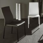 Moderní jídelní židle z lakovaného kovu a sedáku z ekokůže, 4 kusy – Alba Viadurini