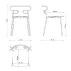Vzácná stohovatelná židle z kovu a jasanu Made in Italy, 2 kusy - Trosa Viadurini