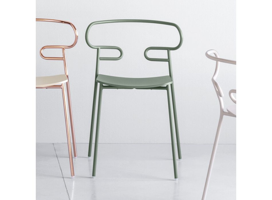 Precious stohovatelná židle z kovu a jasanu Made in Italy, 2 kusy - Trosa Viadurini
