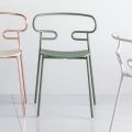 Vzácná stohovatelná židle z kovu a jasanu vyrobená v Itálii, 2 kusy - Trosa
