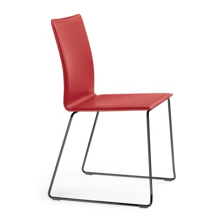 Židle vyrobená z červené kůže a černých ocelových nohou Made in Italy - Stella Viadurini