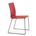 Židle vyrobená z červené kůže a černých ocelových nohou Made in Italy - Stella