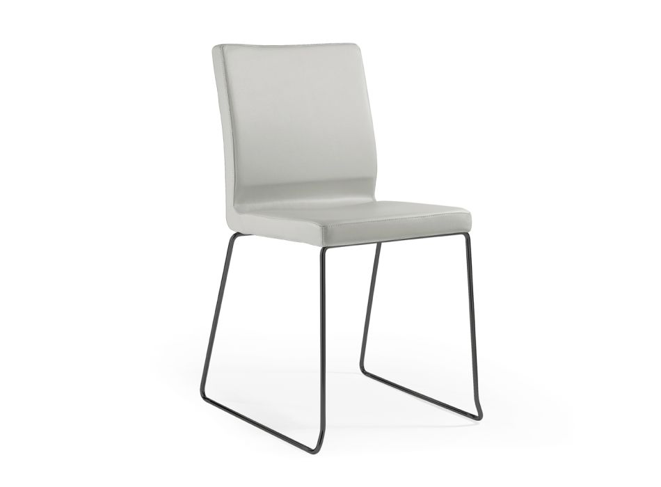 Židle vyrobená z perlové kůže a černých ocelových nohou Made in Italy - Stella Viadurini