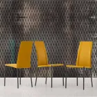 Kožená čalouněná židle s kovovou strukturou vyrobená v Itálii, 2 kusy - zinek Viadurini