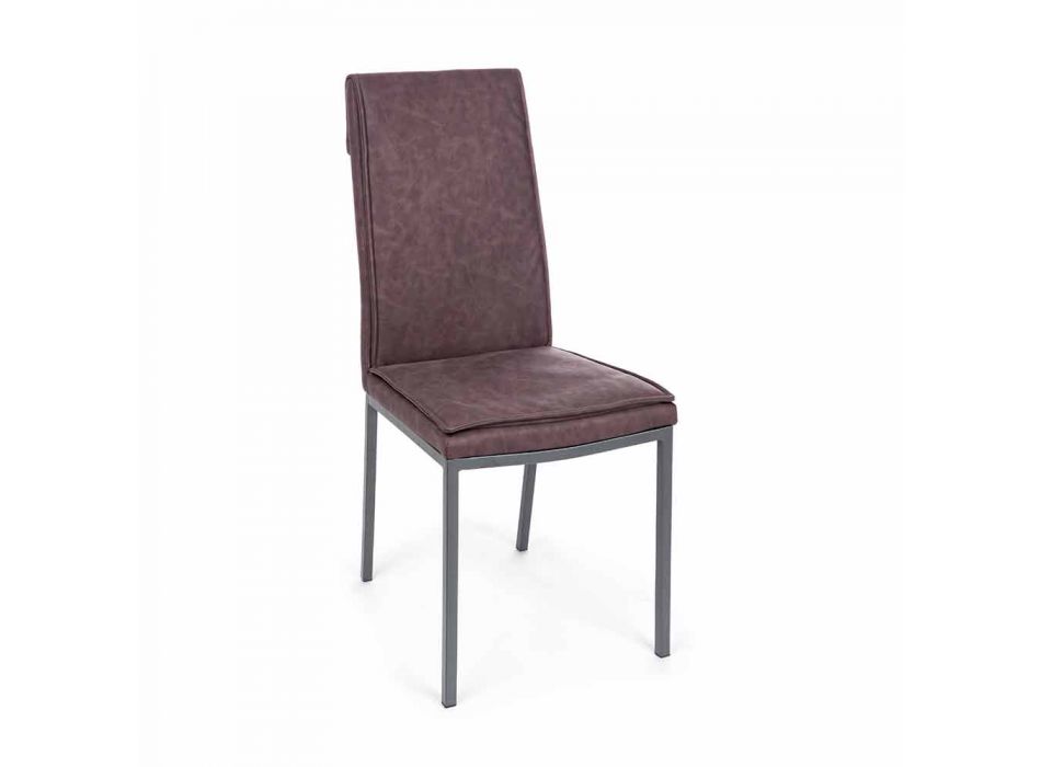 Židle čalouněná koženkou Vintage Effect 4 dílná Homemotion - Irama Viadurini