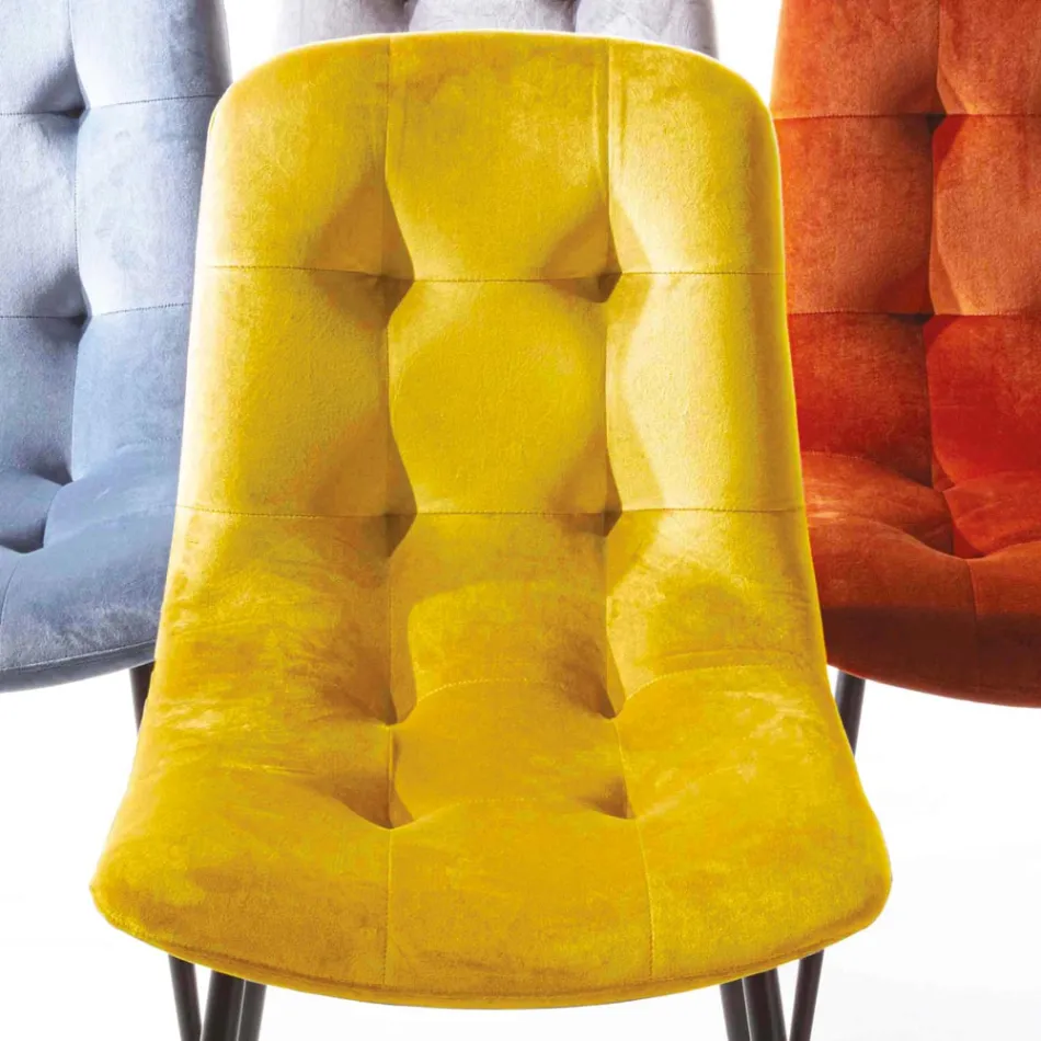 Sametová čalouněná jídelní židle odolná proti skvrnám, 4 kusy - Kylie Viadurini