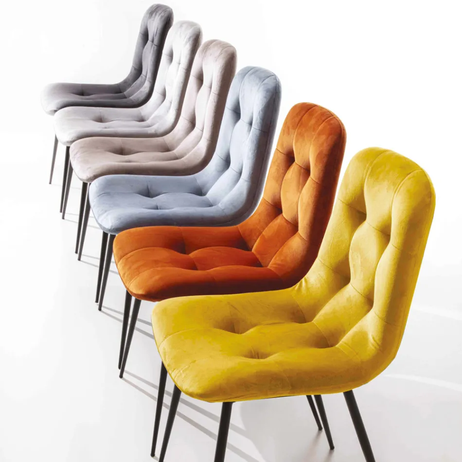 Sametová čalouněná jídelní židle odolná proti skvrnám, 4 kusy - Kylie Viadurini