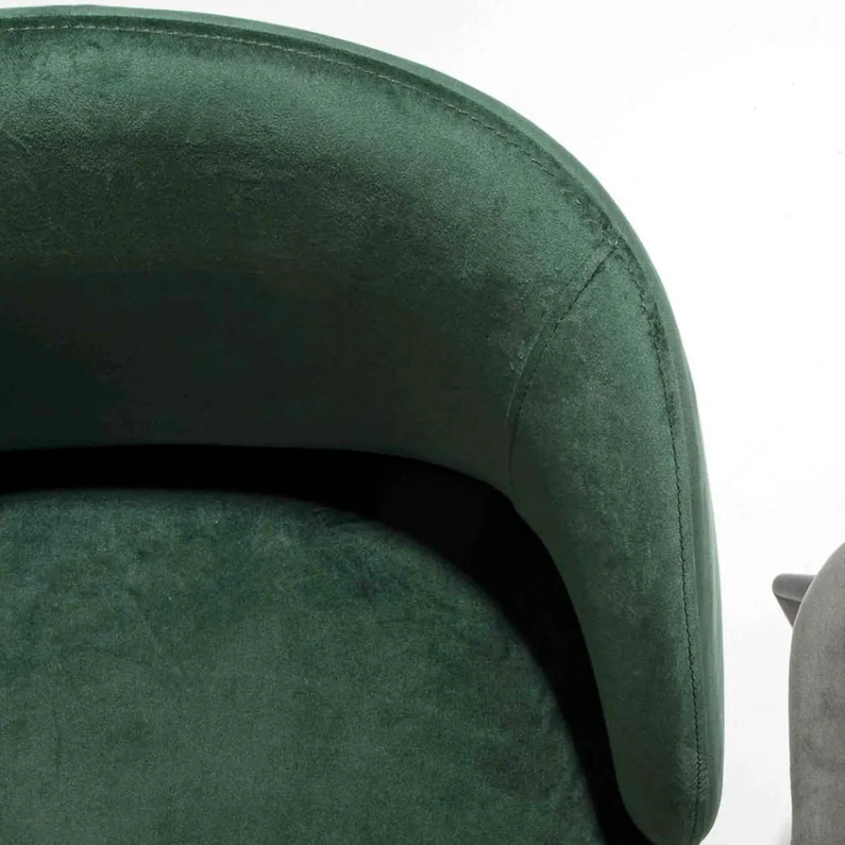 Židle čalouněná v sametu se základnou z černě lakovaného kovu, 2 kusy - Havana Viadurini