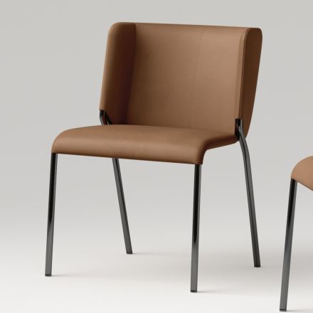 Židle do jídelny se sedákem potaženým kůží Made in Italy - Giulia Viadurini