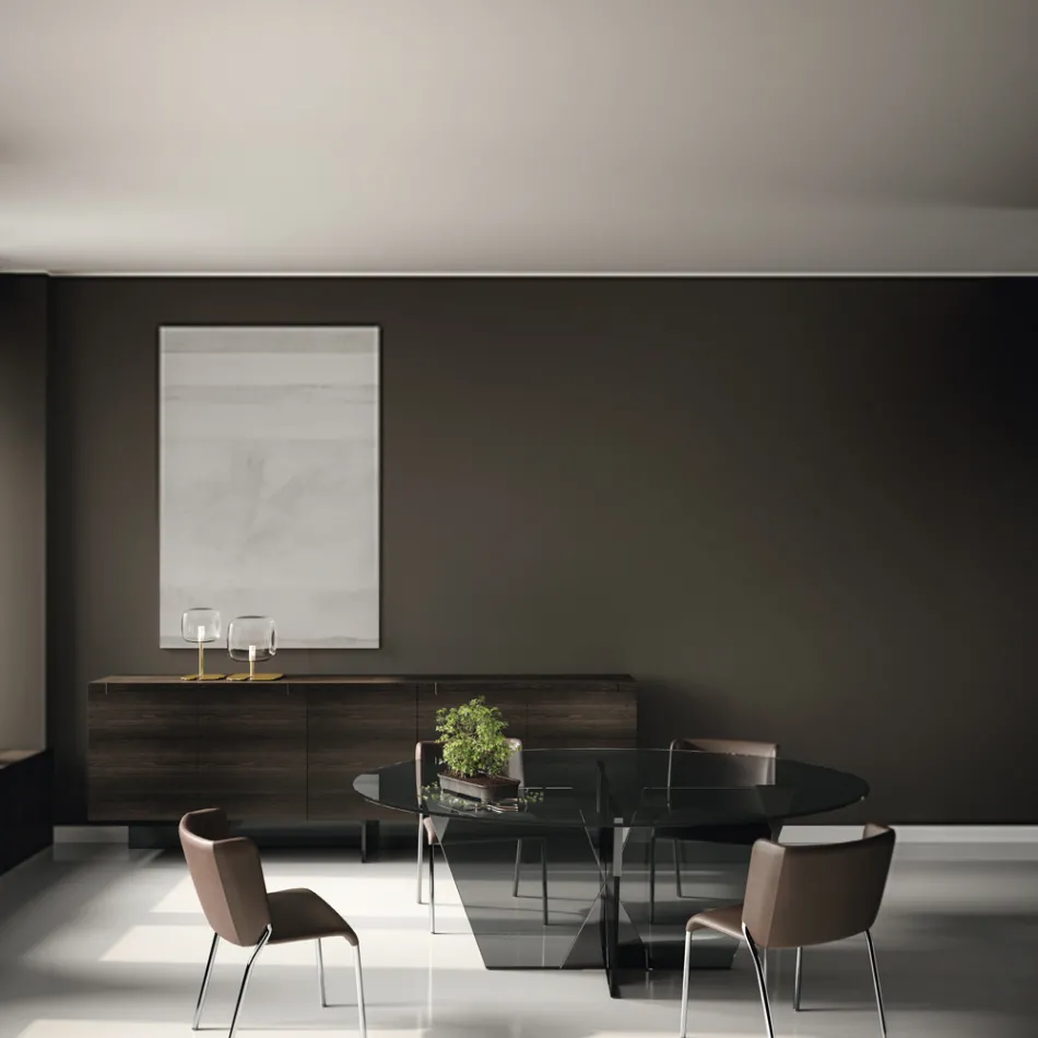 Židle do jídelny se sedákem potaženým kůží Made in Italy - Giulia Viadurini