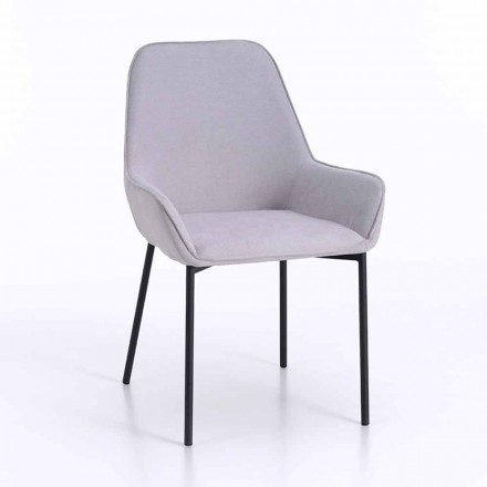 Designová jídelní židle z mikrovlákna a černého kovu, 4 kusy - Cracco Viadurini