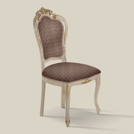 Židle do jídelny z bílého dřeva a látky Made in Italy - Majesty Viadurini