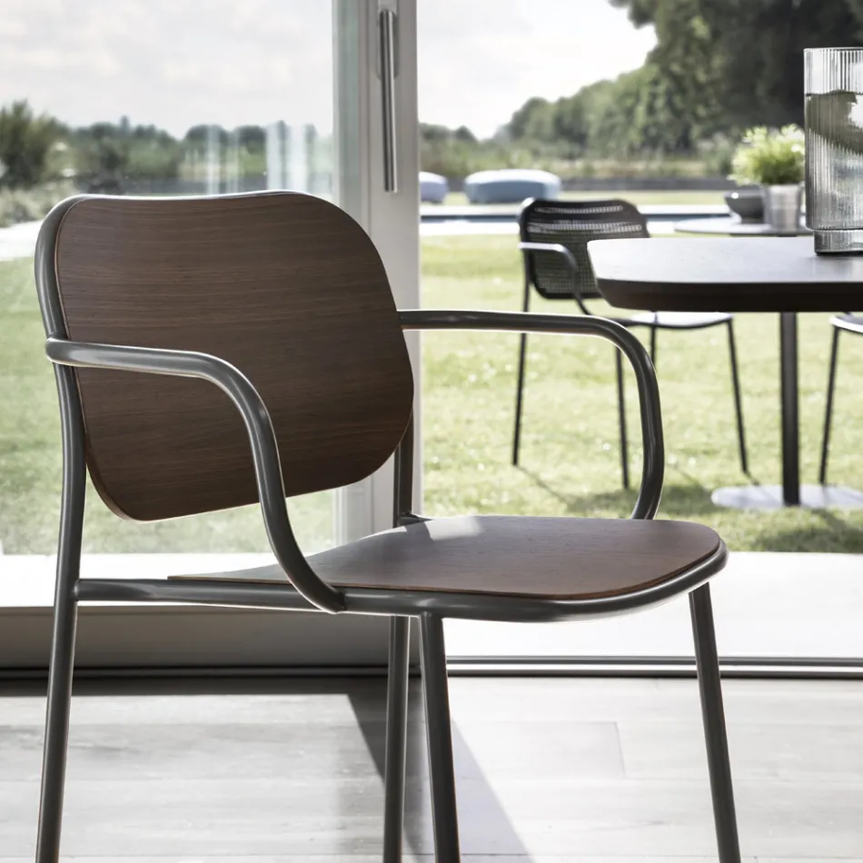 Židle do jídelny ze dřeva a kovu Made in Italy 2 kusy - Saffia Viadurini