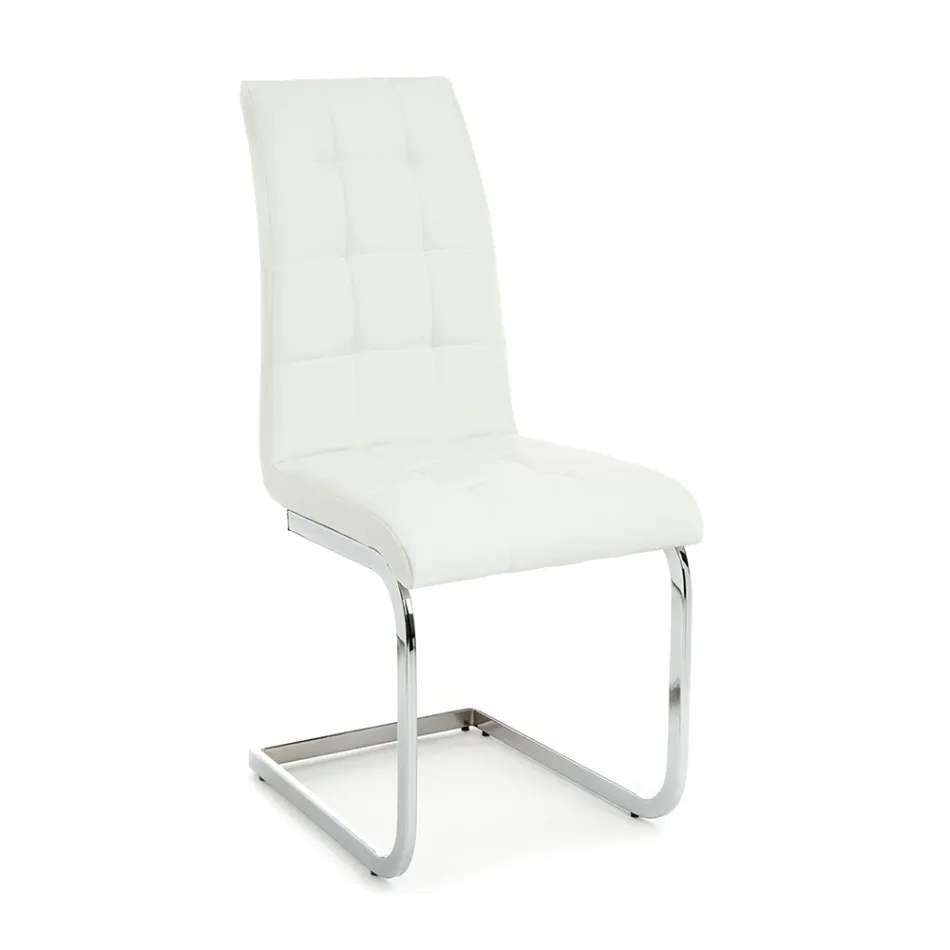 Židle do jídelny ze syntetické kůže a chromovaného kovu 4 kusy - Molise Viadurini