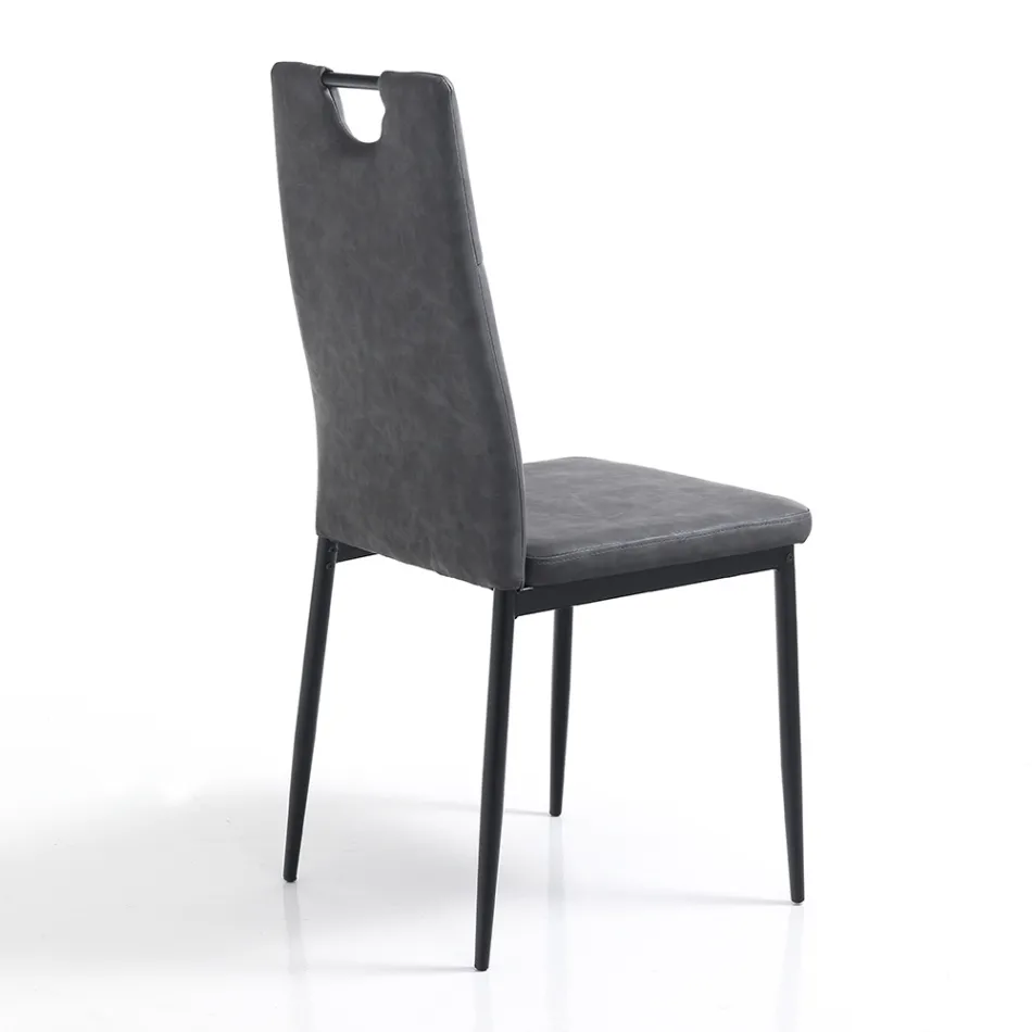 Židle do jídelny ze staré syntetické kůže 4 kusy - Cassandra Viadurini