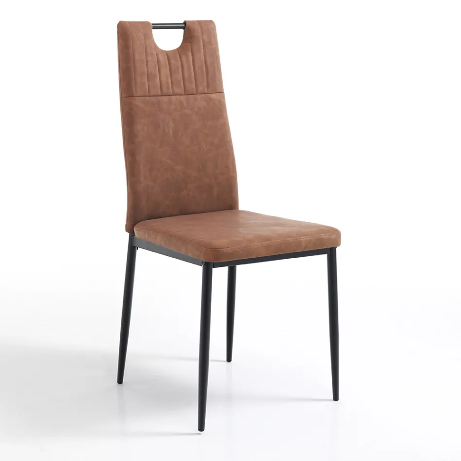 Židle do jídelny ze staré syntetické kůže 4 kusy - Cassandra Viadurini
