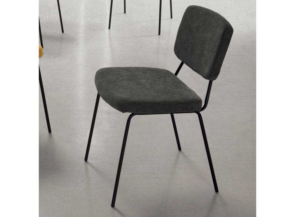 Židle do jídelny z látky s černou strukturou 4 kusy - Marylin Viadurini