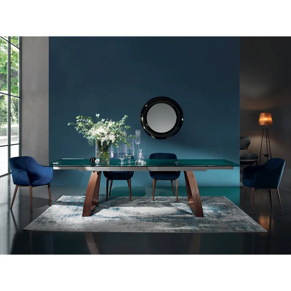 Židle do jídelny z látky a dřeva Made in Italy 4 kusy - Bardella Viadurini