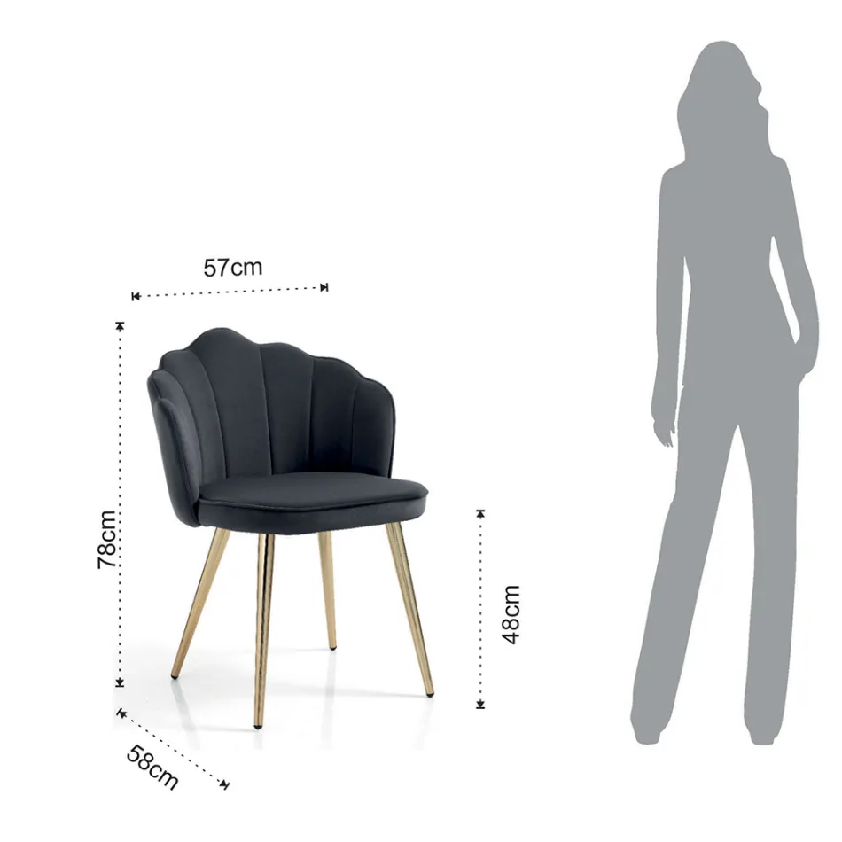 Židle do jídelny ve zlatém provedení z látky a kovu 4 kusy – rafinované Viadurini