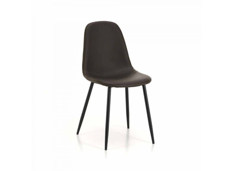 Moderní jídelní židle z koženky a černého kovu, 4 kusy - Pocolo Viadurini