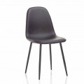 Moderní jídelní židle z koženky a černého kovu, 4 kusy - Pocolo
