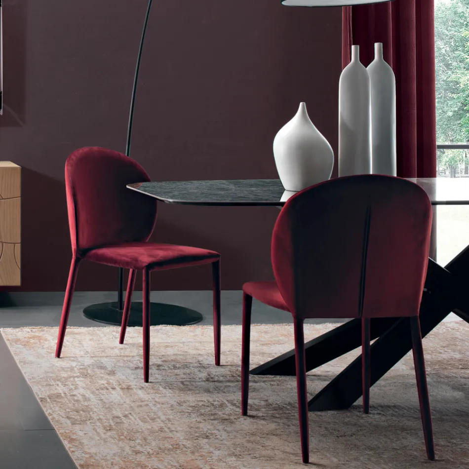 Židle do jídelny čalouněná sametem Made in Italy 4 kusy - Victory Viadurini