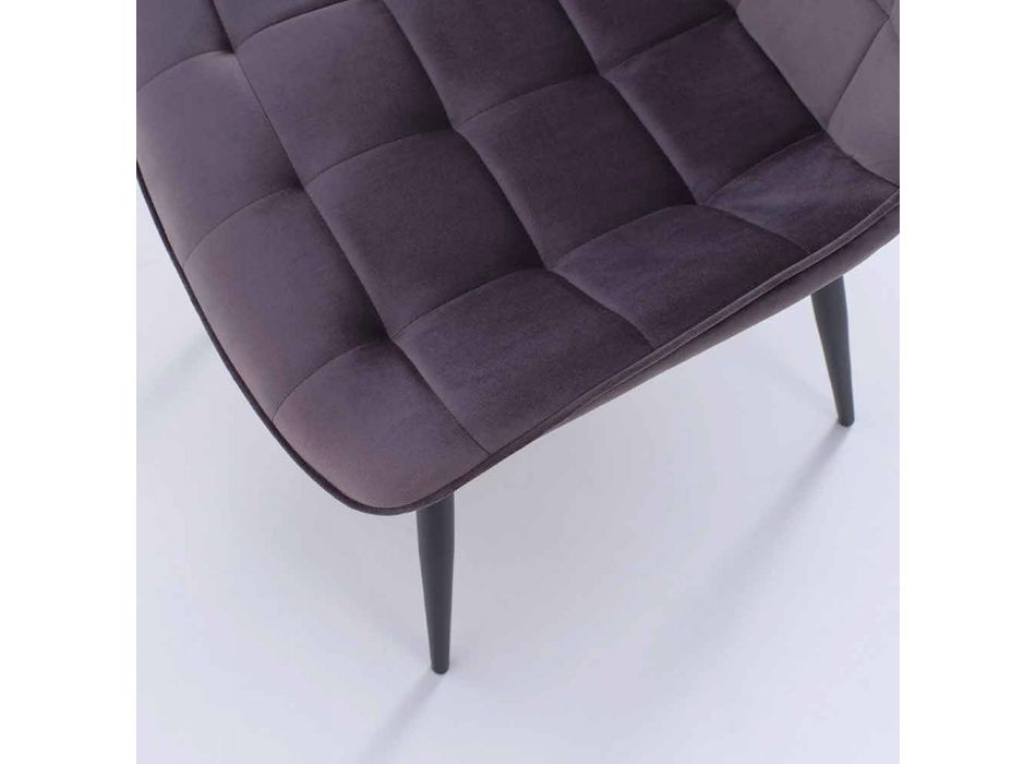 Kovová jídelní židle s čalouněným a zakrytým sedákem, 4 kusy - Cronos Viadurini