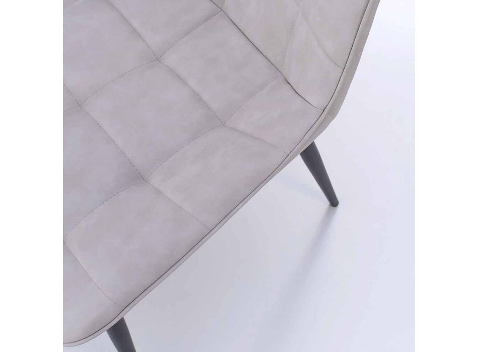 Kovová jídelní židle s čalouněným a zakrytým sedákem, 4 kusy - Cronos Viadurini