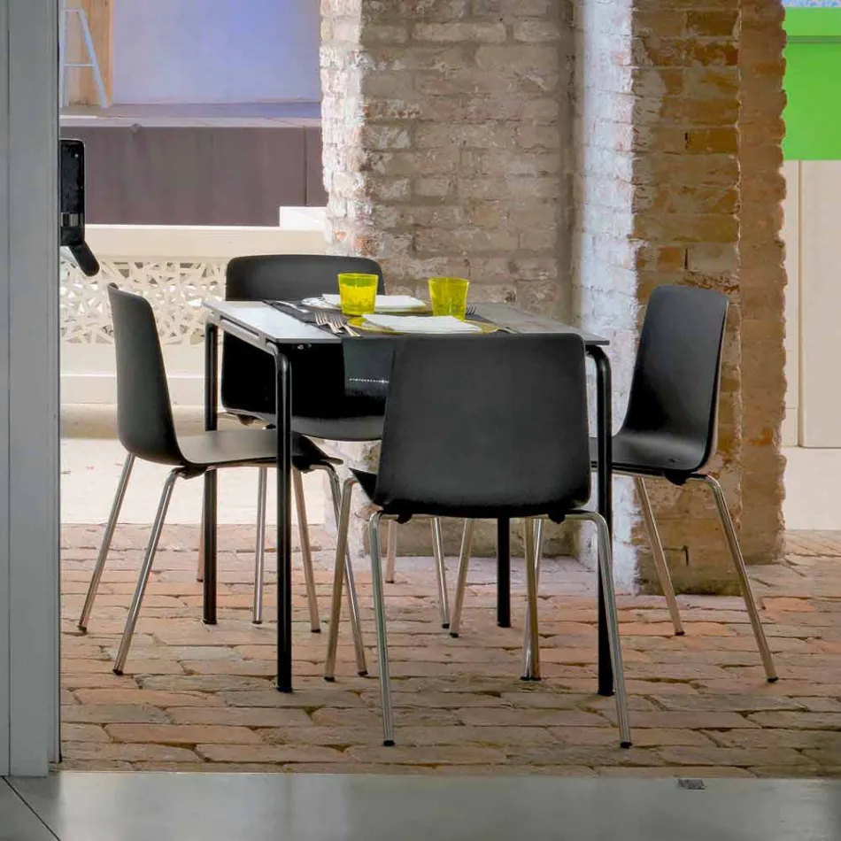 Vyrobeno v Itálii Kovová a polypropylenová jídelní židle, 4 kusy - Carlita Viadurini