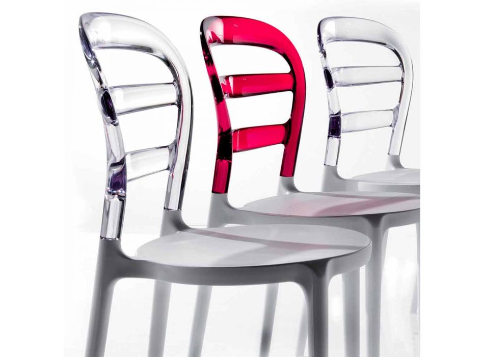 Židle Modica s polykarbonátovým opěradlem a bílou strukturou Viadurini