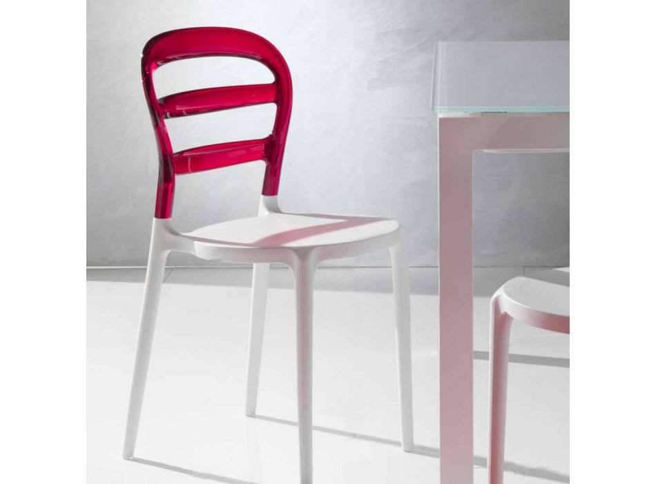 Židle Modica s polykarbonátovým opěradlem a bílou strukturou Viadurini