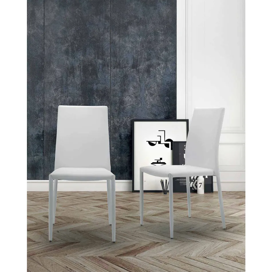 Stohovatelné křeslo do obývacího pokoje, polstrované a čalouněné ekokůží – Monamour Viadurini