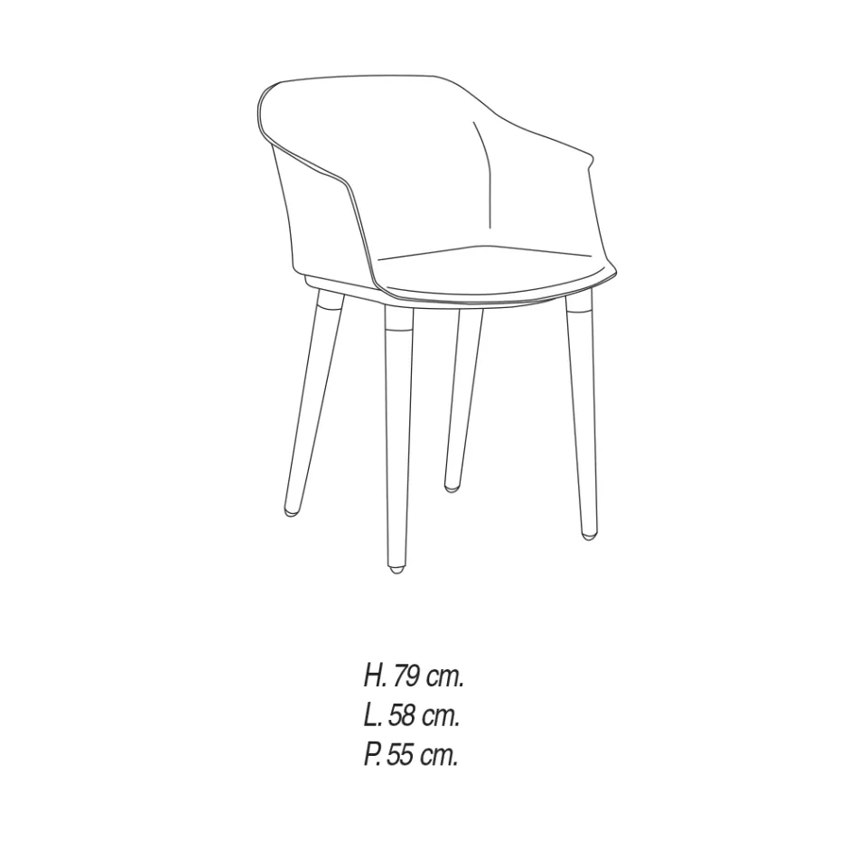 Židle do obývacího pokoje ze dřeva a polypropylenu Made in Italy, 4 kusy - Marbella Viadurini