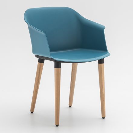 Židle do obývacího pokoje ze dřeva a polypropylenu Made in Italy, 4 kusy - Marbella Viadurini