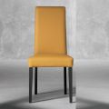 Židle do obývacího pokoje v designu dřeva a ekologické kůže Made in Italy - Agostina
