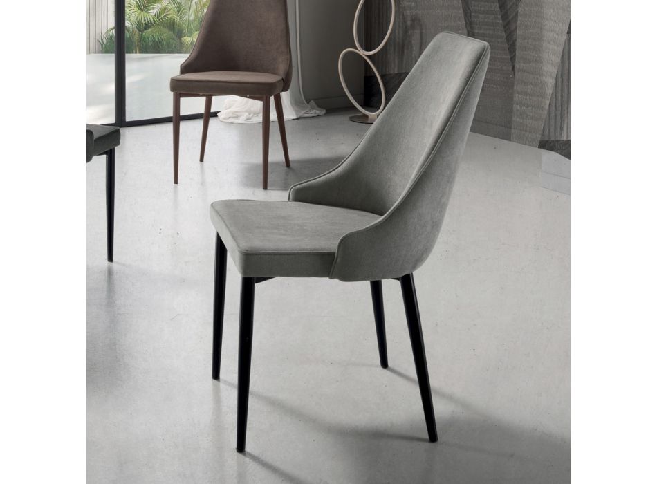 Látková židle do obývacího pokoje s tvarovaným a čalouněným sedákem 4 kusy - Isaak Viadurini