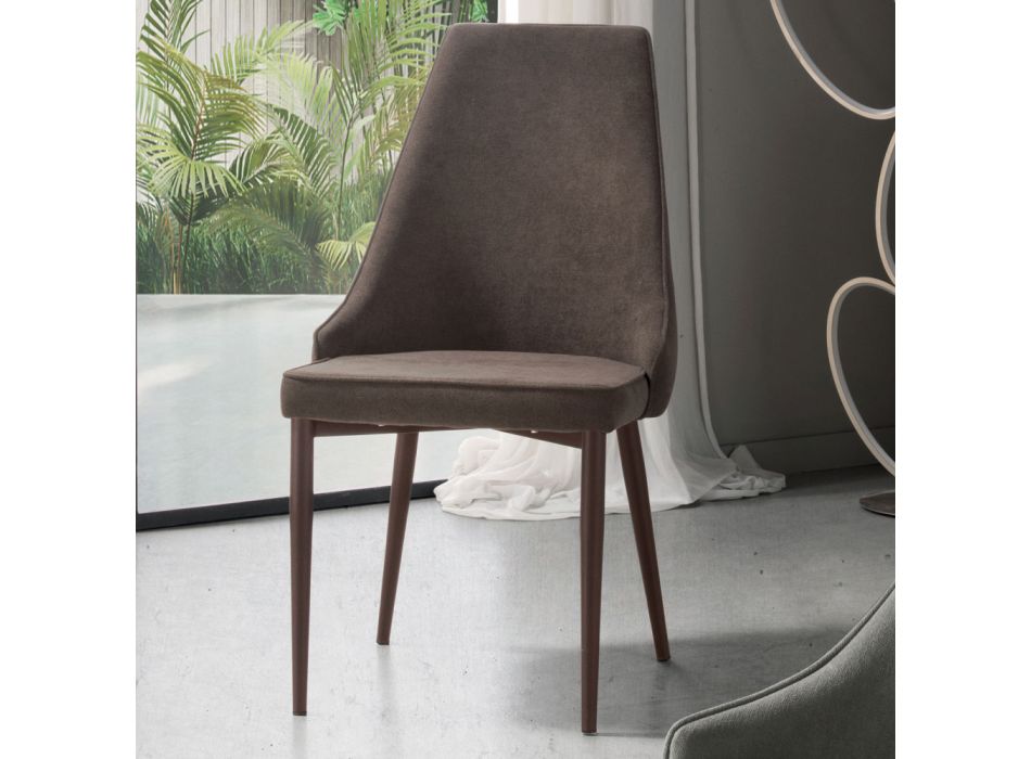Látková židle do obývacího pokoje s tvarovaným a čalouněným sedákem 4 kusy - Isaak Viadurini