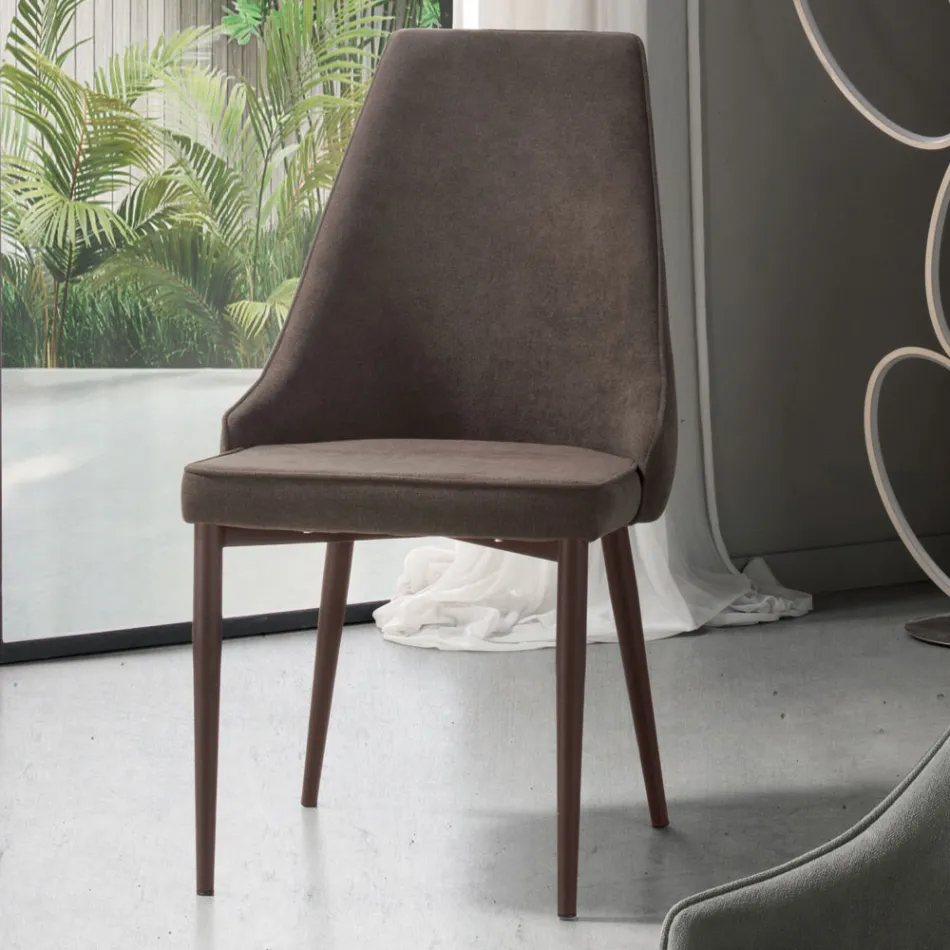 Látková židle do obývacího pokoje s tvarovaným a čalouněným sedákem 4 kusy - Isaak Viadurini