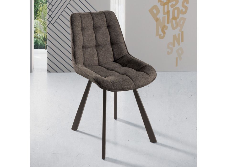 Židle do obývacího pokoje z látky čalouněná kostkovaným vzorem 4 kusy - Raggia Viadurini