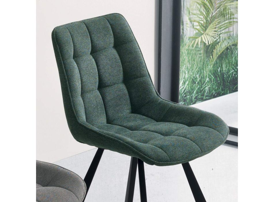 Židle do obývacího pokoje ze 4dílného čalouněného károvaného vzoru - Raggia Viadurini