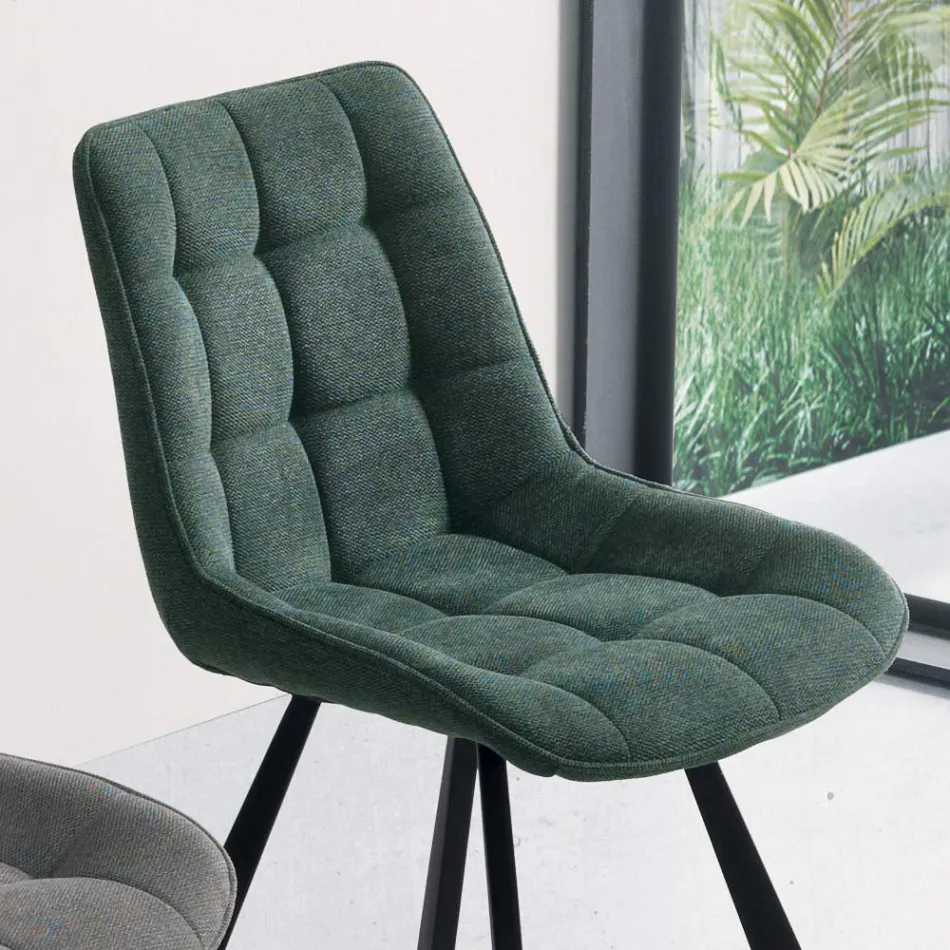 Židle do obývacího pokoje ze 4dílného čalouněného károvaného vzoru - Raggia Viadurini