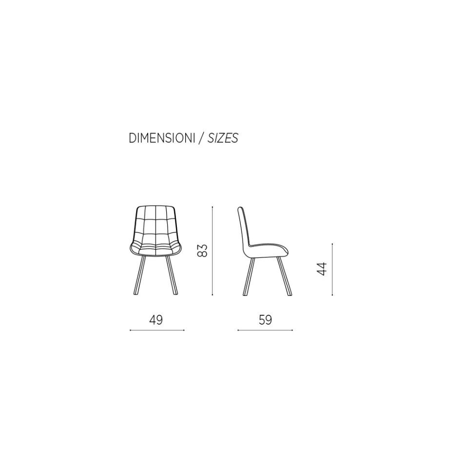 Židle do obývacího pokoje z látky čalouněná kostkovaným vzorem 4 kusy - Raggia Viadurini