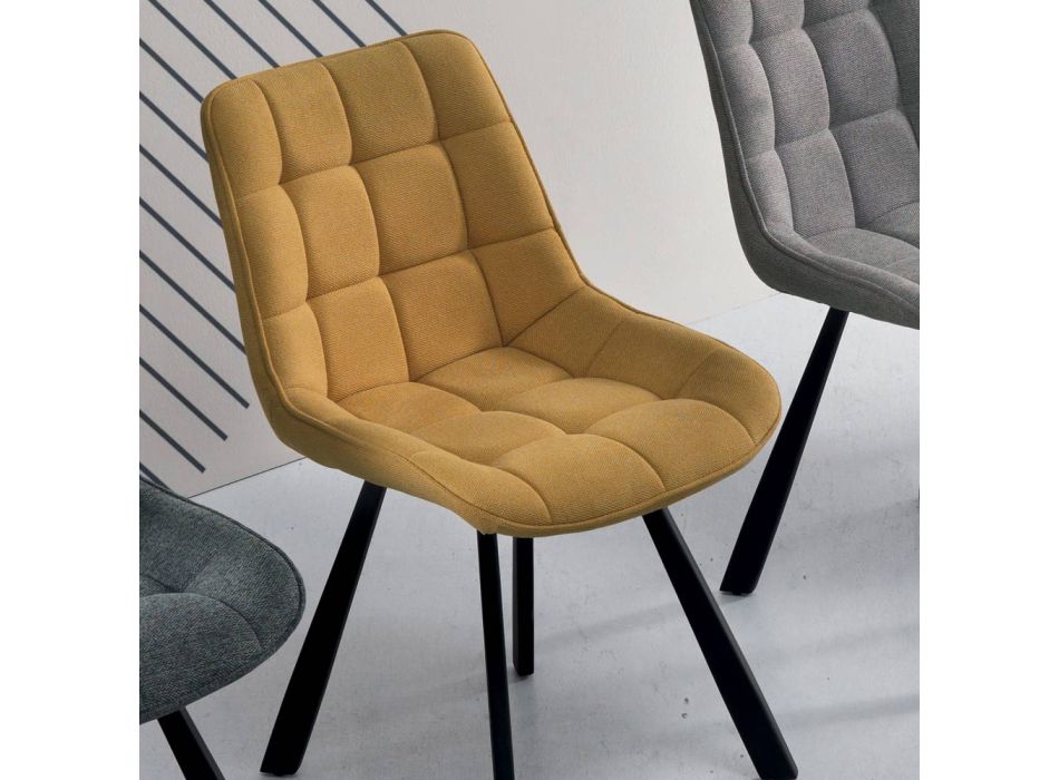 Židle do obývacího pokoje z látky čalouněná kostkovaným vzorem 4 kusy - Raggia Viadurini