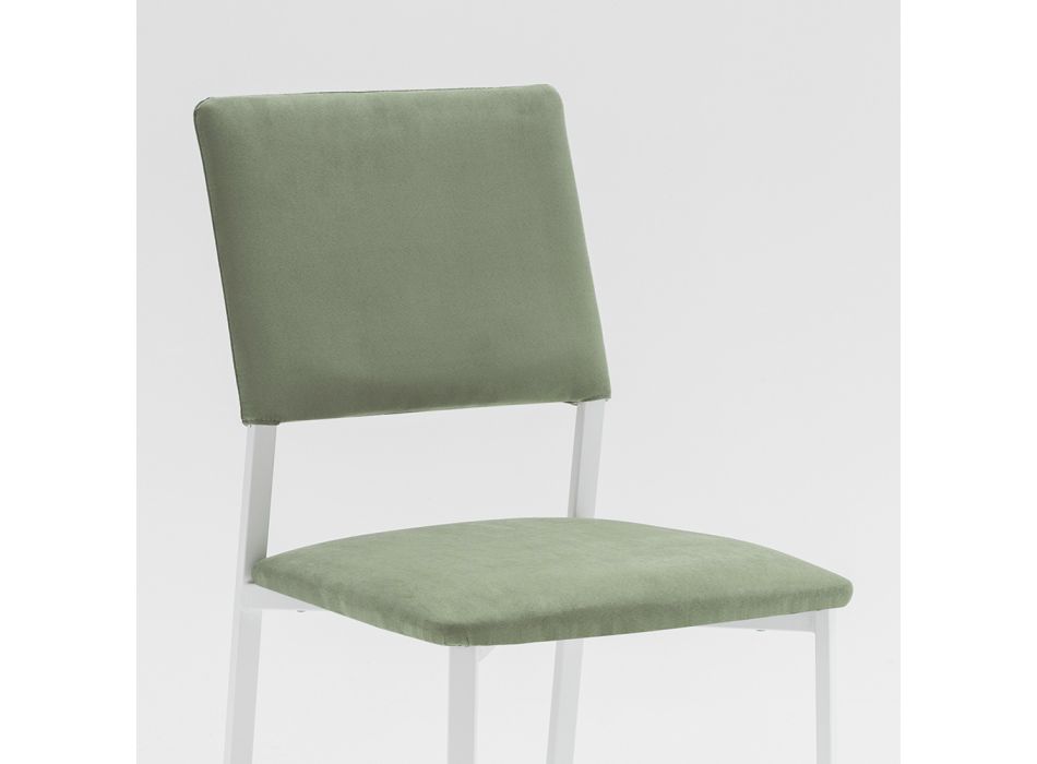 Kovová židle do obývacího pokoje a sedák z mikrovlákna Made in Italy, 2 kusy - Fabiola Viadurini