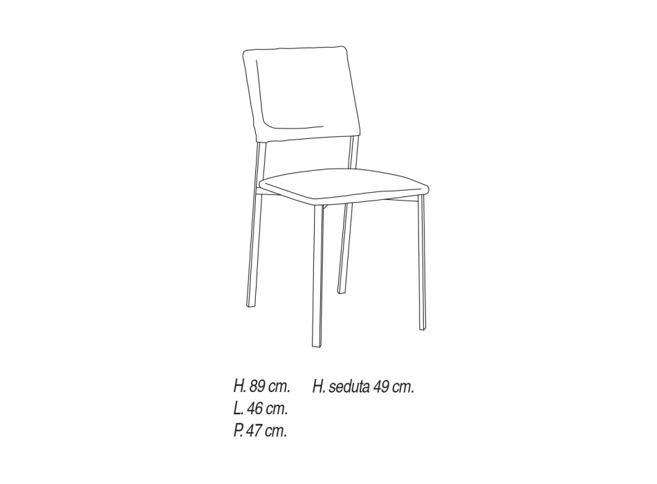 Kovová židle do obývacího pokoje a sedák z mikrovlákna Made in Italy, 2 kusy - Fabiola Viadurini