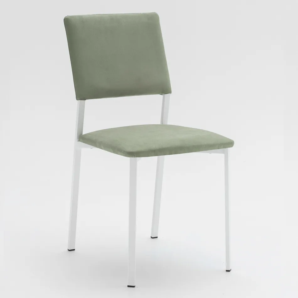 Kovová židle do obývacího pokoje a sedák z mikrovlákna Made in Italy, 2 kusy - Fabiola Viadurini